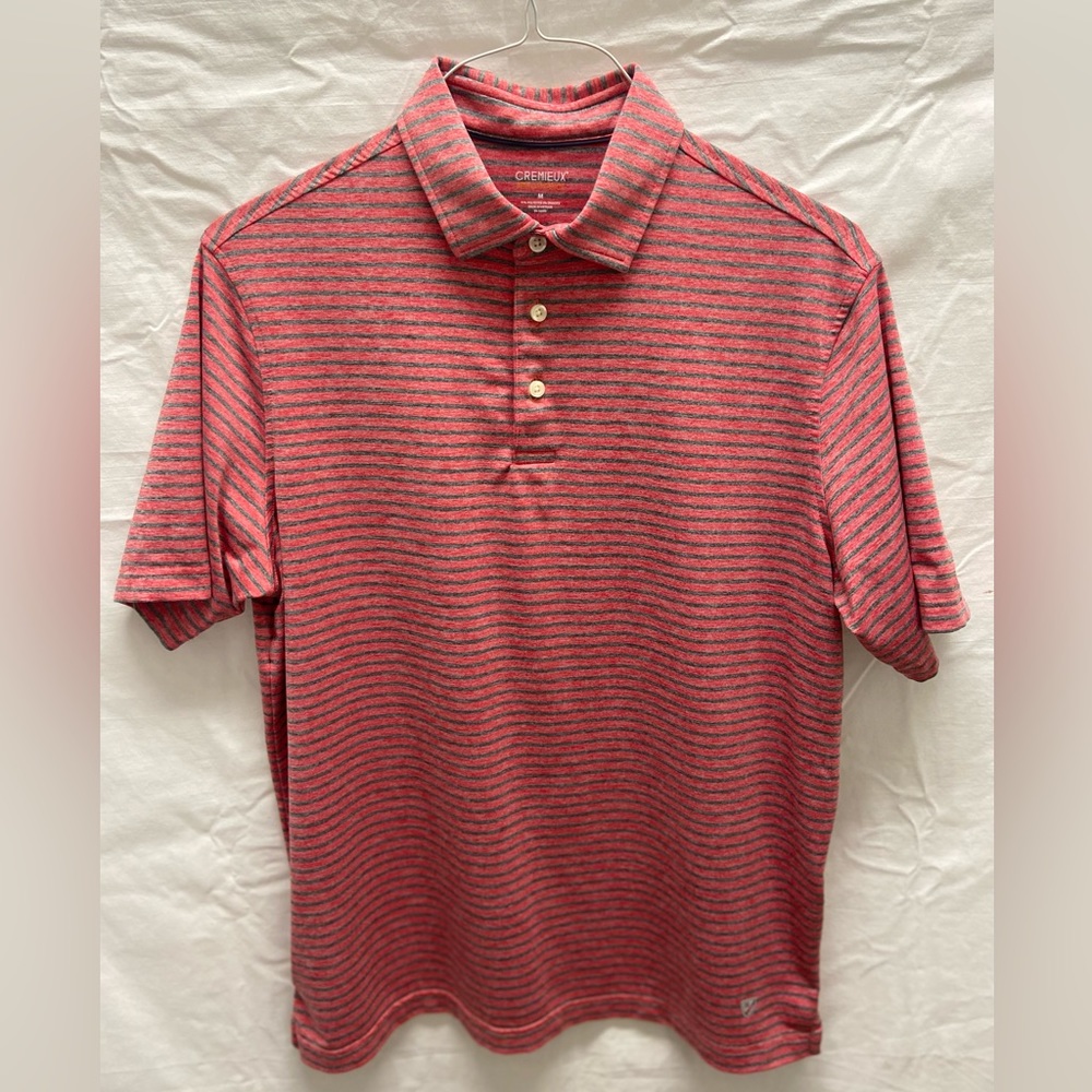 Cremieux coral/gray polo